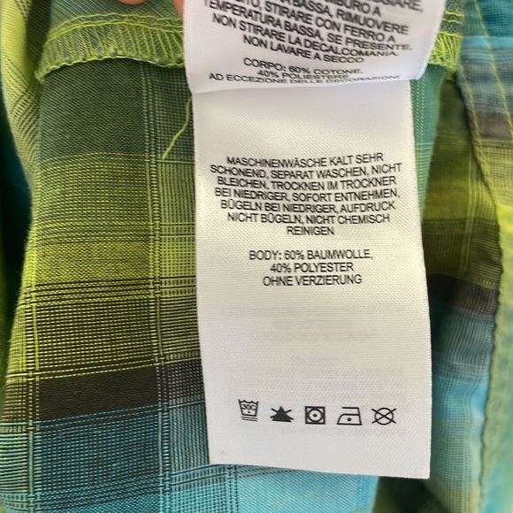 Mountain Hardwear Men's Short Sleeve Pearl Snap Green Plaid Western Shirt - Picture 7 of 7